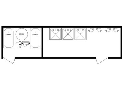 Автономная душевая 3 кабинки с раковинами 211