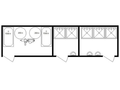 Автономная душевая М+Ж с раковинами 215