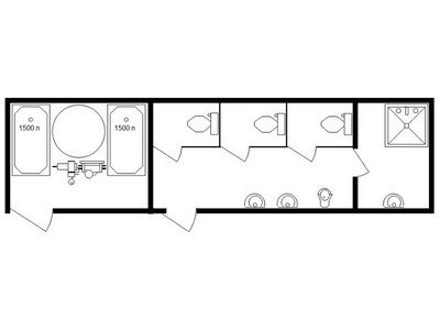 Комбинированный модуль автономный 3 туалета, 1 душ 313