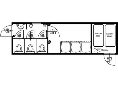 Комбинированный модуль автономный 3 туалета, 3 душа 311